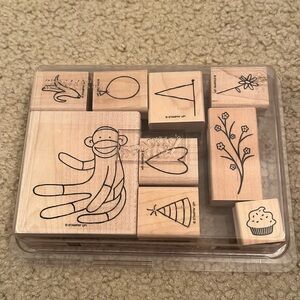 Set of 9 Party Themed Rubber Stamps